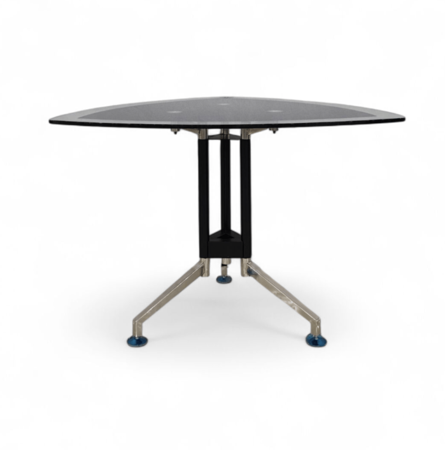 Triangular meeting table with modern design – iron base with stainless steel legs
