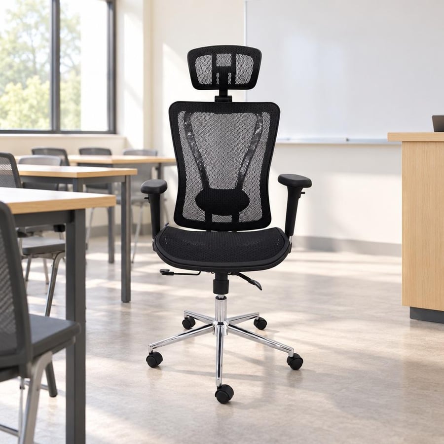 Luxury medical mesh mobile office chair – full support for the spine and chrome base