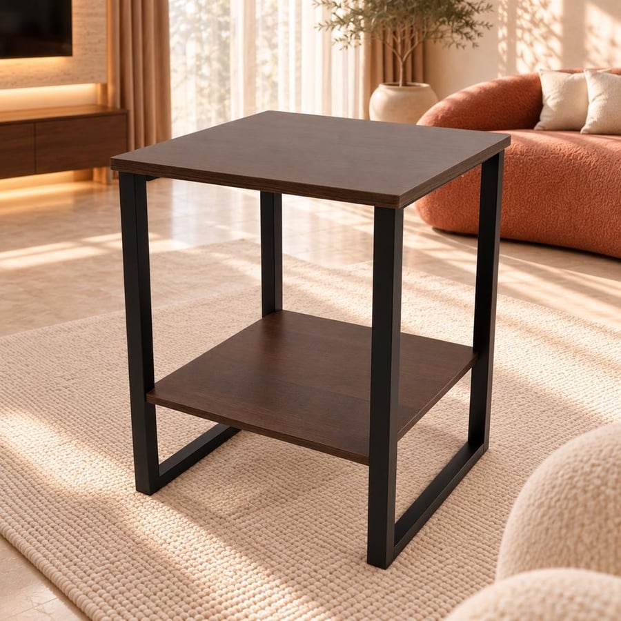 Set of 4 service tables, brown color