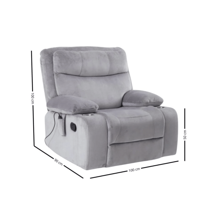 Relaxation chair recliner rocking and rotating with massage luxurious velvet fabric
