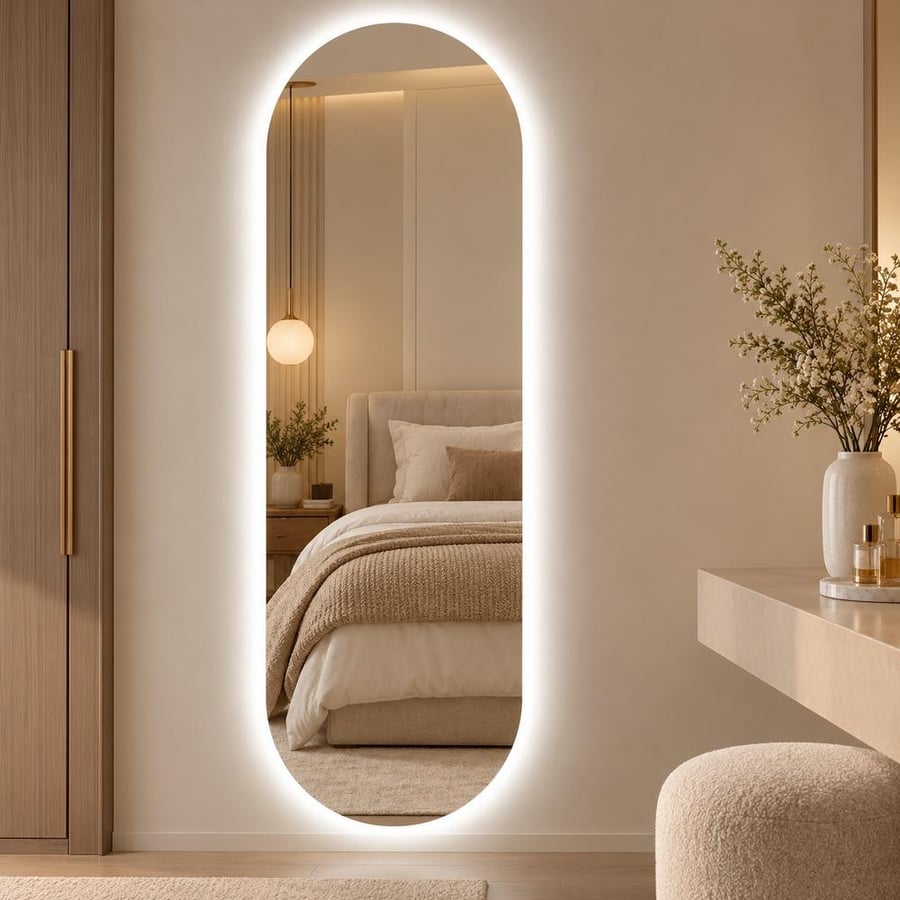 مرآة بإضاءة LED بيضاء