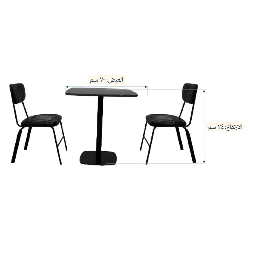 Elegant coffee shop set (table + leather chairs – wood and metal)