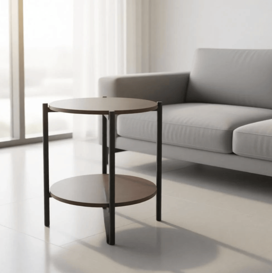 طاولة خدمة مدورة بني بتصميم عصري أنيق لمساحاتك