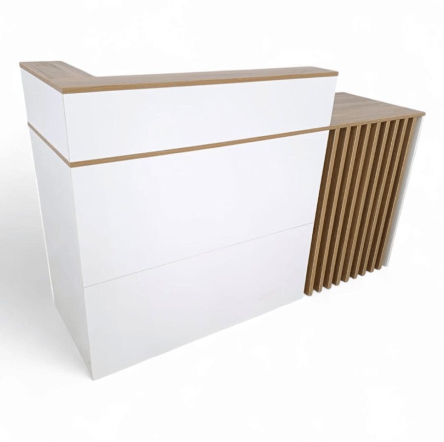 Modern reception counter high-quality MDF wood – white and wooden