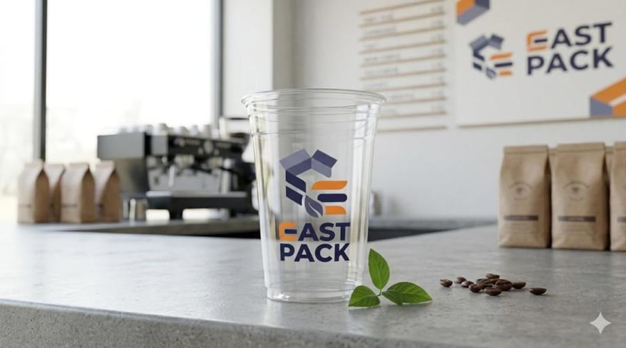 Plastic juice cups PET size 14 ounces printed custom