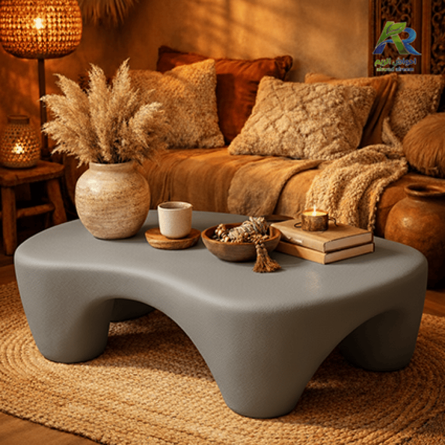طاولة وسط مودرن فيبرجلاس من أحواض الريم 120×80 – طاولة قهوة بتصميم عضوي دافئ