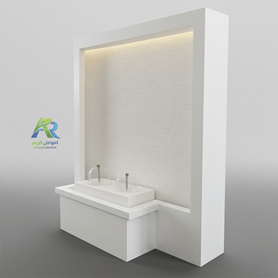 نافورة جدارية فيبرجلاس بإضاءة من أحواض الريم 200×180×60 – شلال مودرن للحدائق والمداخل