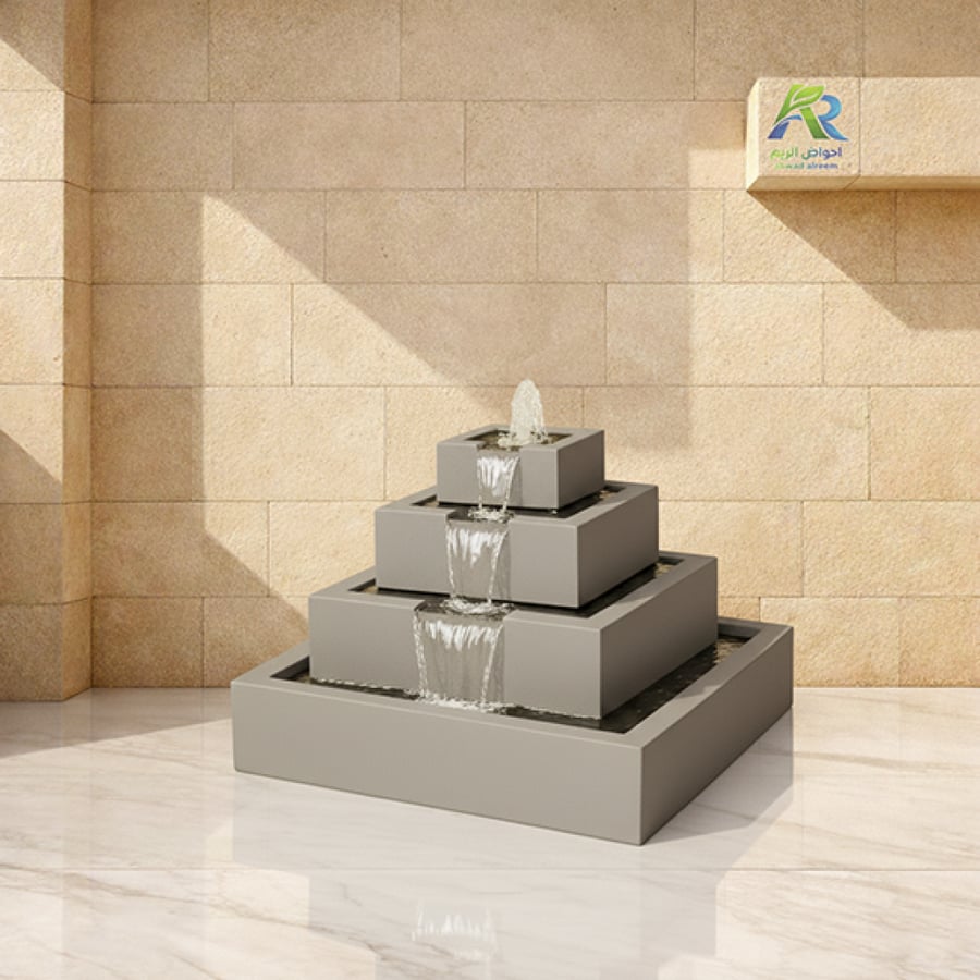 نافورة فيبر جلاس هرمية متعددة المستويات بتصميم مودرن فاخر للحدائق  أحو