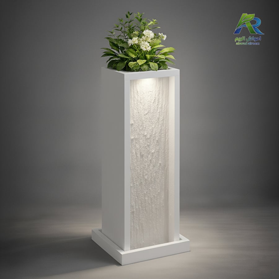 حوض زرع فيبر جلاس عمودي بإضاءة LED تصميم فاخر للمداخل | أحواض الريم