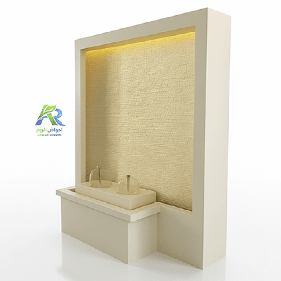 نافورة جدارية فيبرجلاس بإضاءة من أحواض الريم 200×180×60 – شلال مودرن للحدائق والمداخل