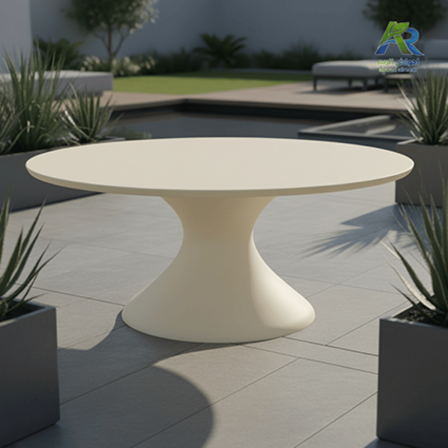 طاولة خارجية فيبرجلاس مودرن من أحواض الريم طاولة حدائق أنيقة