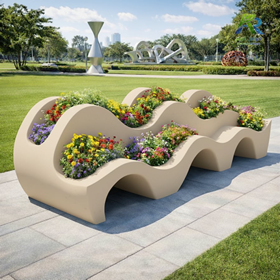 حوض زراعي فيبرجلاس تصميم متموج فاخر 300×100×100 سم – قطعة ديكورية من أحواض الريم
