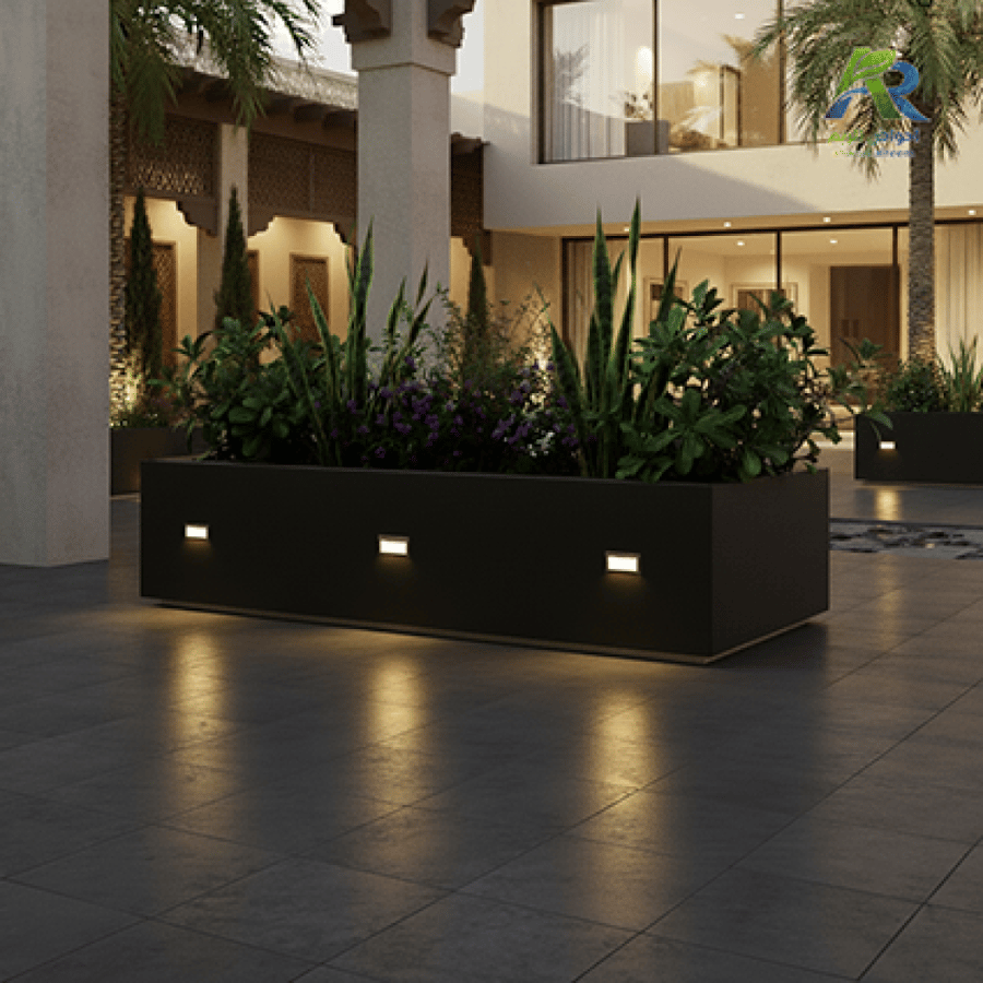 حوض زراعي فيبرجلاس مستطيل بإضاءة LED 180×35×45 سم – تصميم فاخر من أحواض الريم