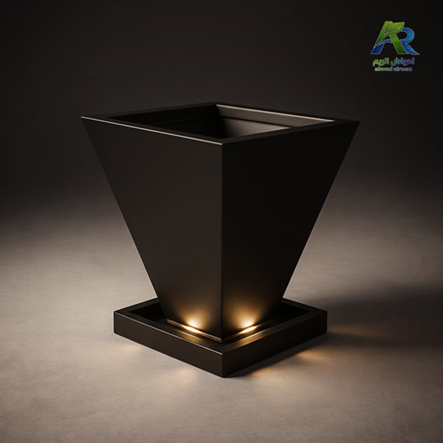 حوض زرع فيبر جلاس مربع بإضاءة LED  تصميم هندسي فاخر  أحواض الريم