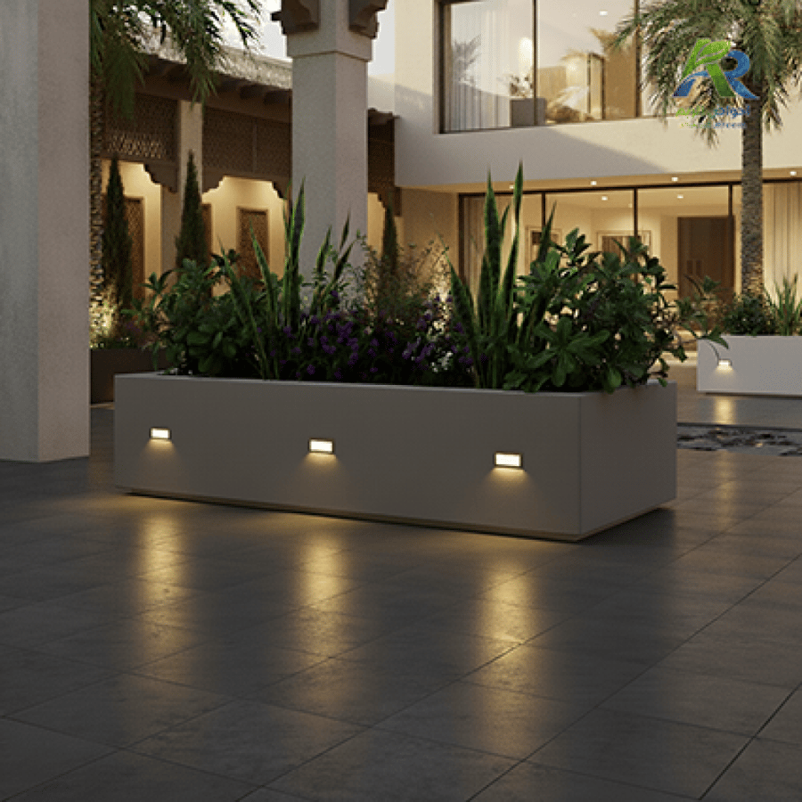 حوض زراعي فيبرجلاس مستطيل بإضاءة LED 180×35×45 سم – تصميم فاخر من أحواض الريم