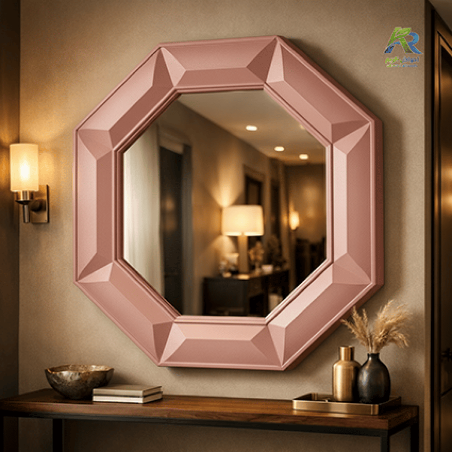 مرآة حائط فيبرجلاس تصميم هندسي مودرن 70 سم – أحواض الريم