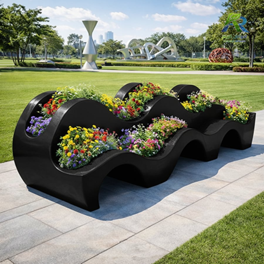 حوض زراعي فيبرجلاس تصميم متموج فاخر 300×100×100 سم – قطعة ديكورية من أحواض الريم