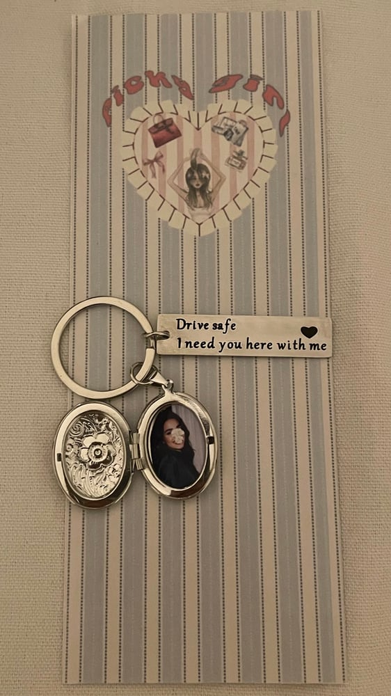 Drive Safe Oval Locket Keychain