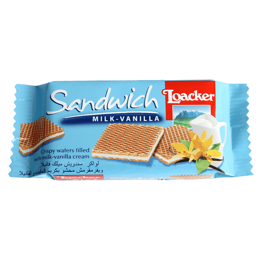 Wafer chips with crunchy wafers with milk cream and vanilla filling 25 grams