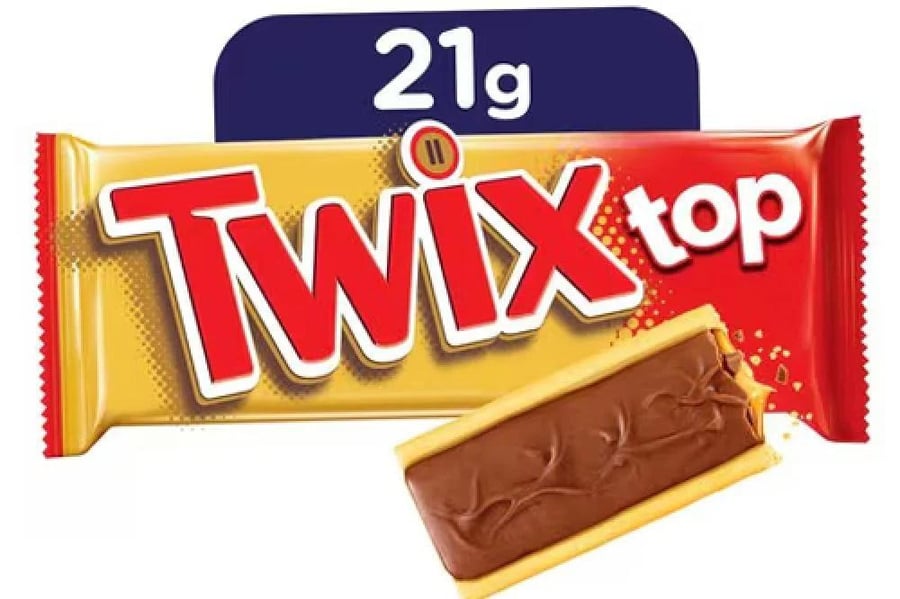 Twixtop biscuit covered with caramel and milk chocolate 21 grams