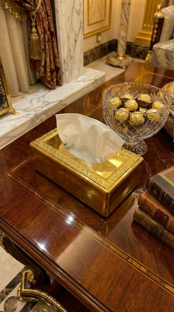 Luxury small golden tissue box