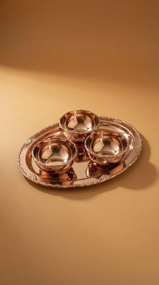 طقم صينية مع 3 زبديات CROWN
