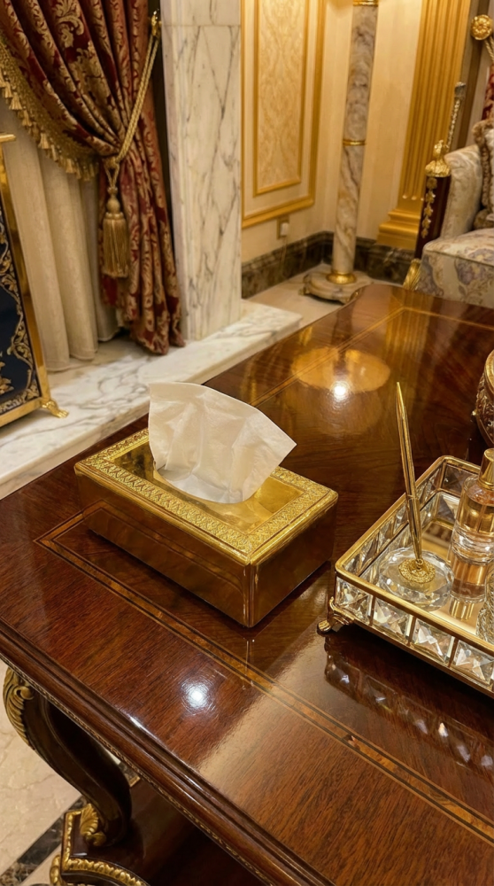 Luxury small golden tissue box