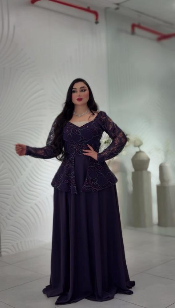 فستان ليلكي خرز وترتر