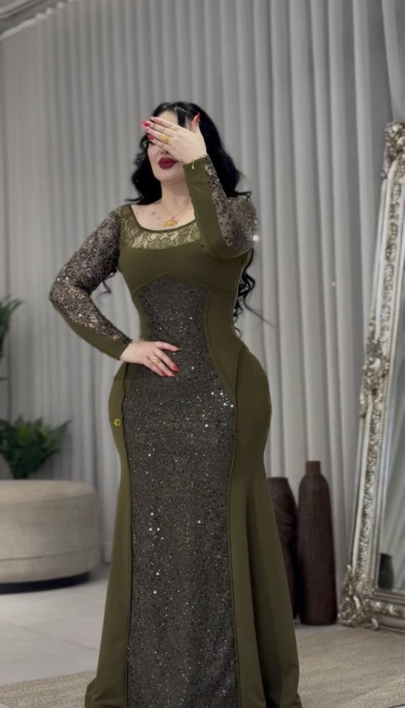 فستان زيتي ترتر وشك