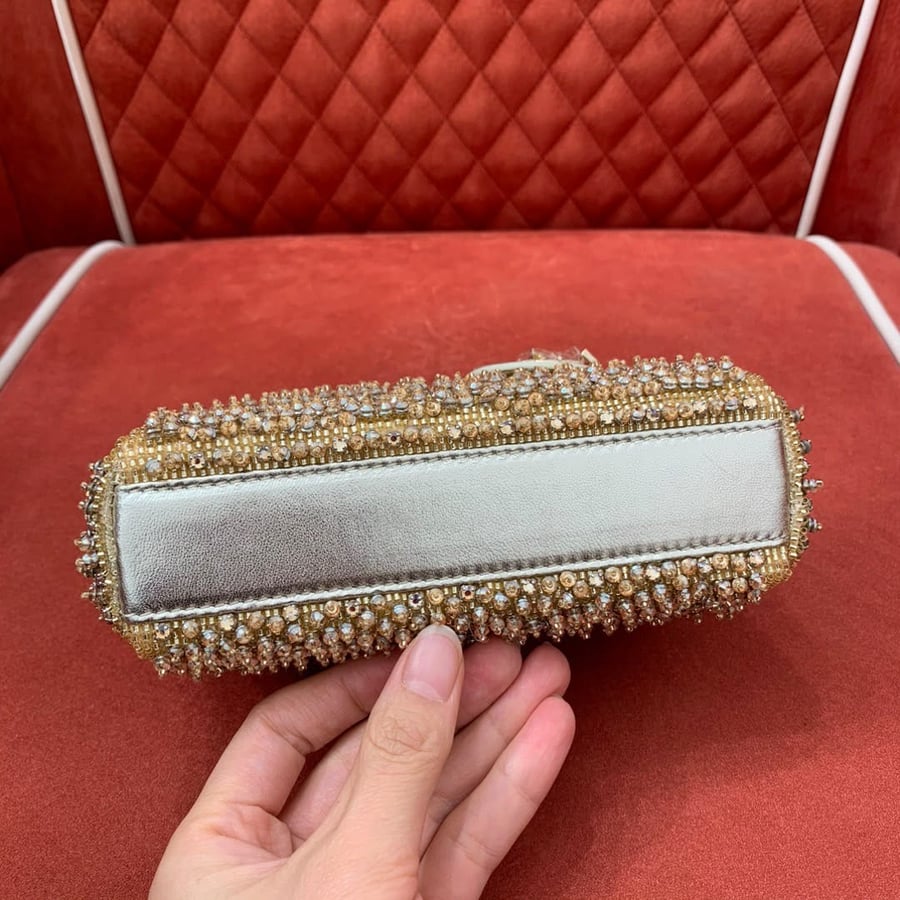 Lady Dior Bag – Gold Crystal Embellished
