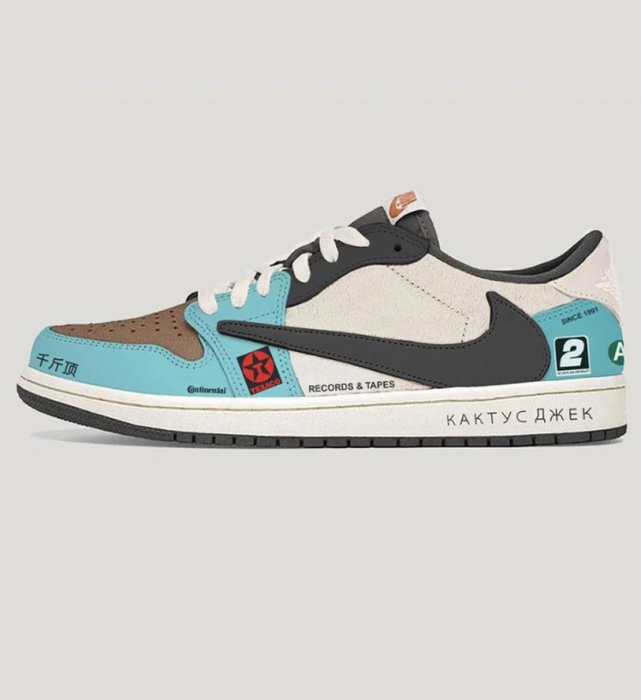 Nike Air Jordan 1 Low x Travis Scott "Cactus Jack" - Multi-Color/Turquoise/Brown