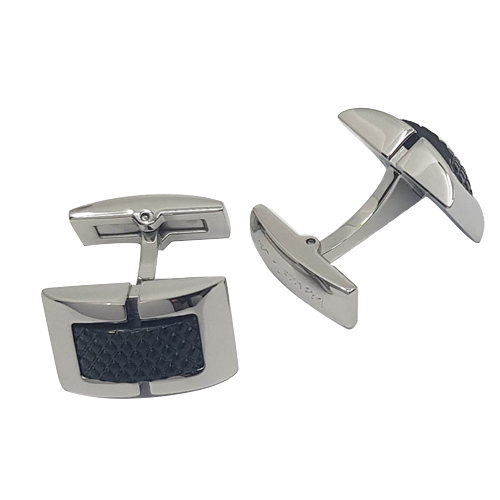 Picasso & Co black rhodium silver cufflink buttons PCRECBS