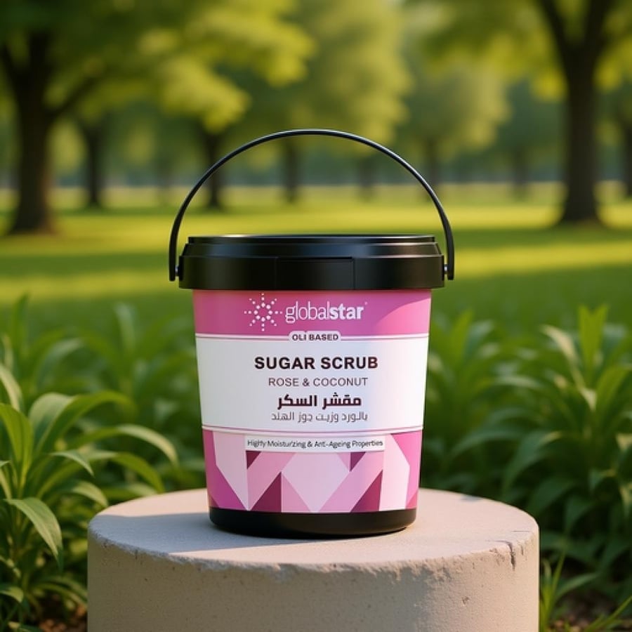 مقشر السكر الزيتي بالورد وجوز الهند من جلوبال ستار 600 غم