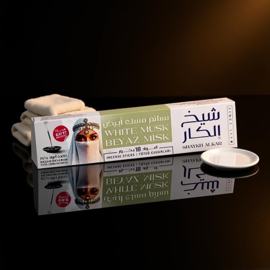 شيخ الكار أعواد بخور نسائم مسك أبيض - 18 قطعة
