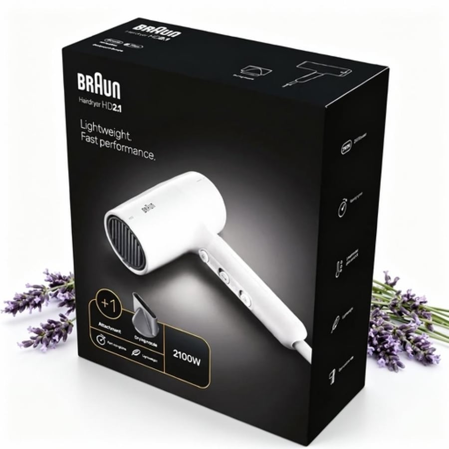 براون مجفف شعر HD210 أبيض