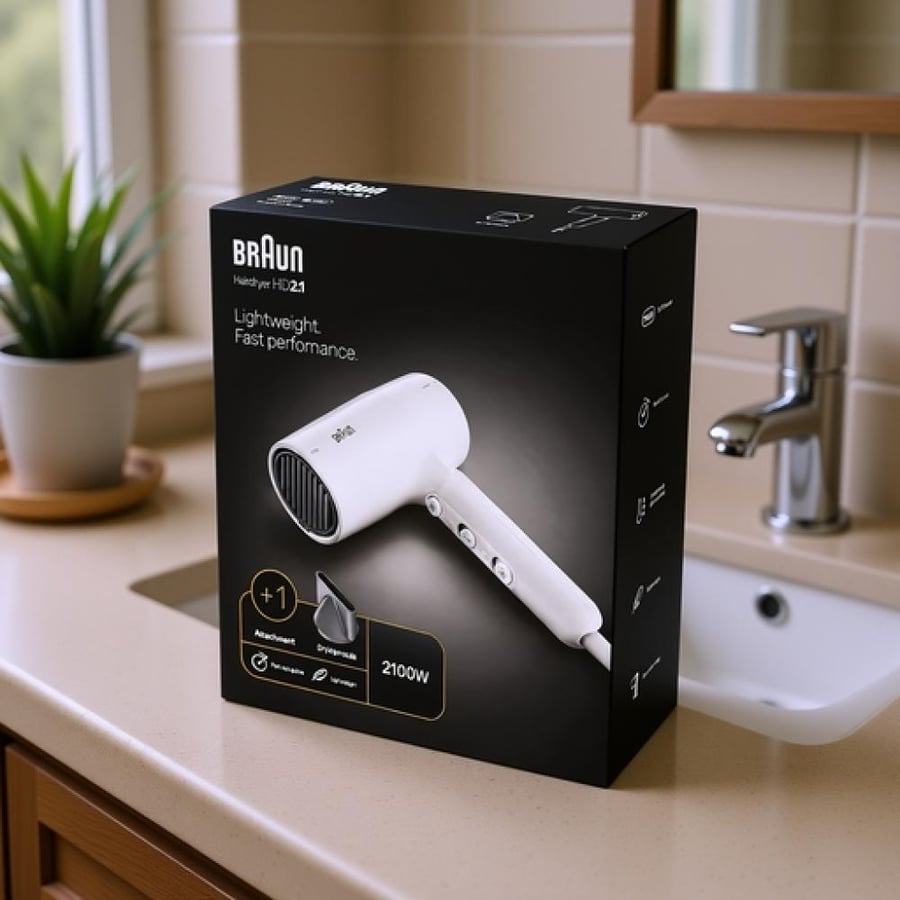 براون مجفف شعر HD210 أبيض