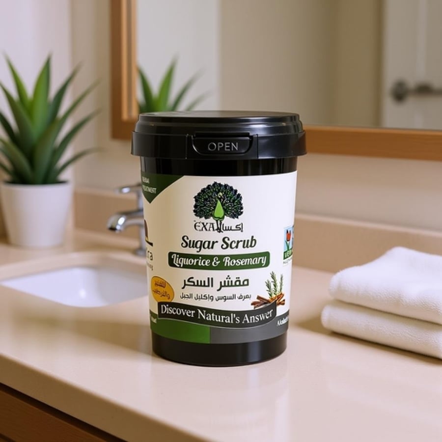 مقشر السكر من اكسا بعرق السوس وإكليل الجبل 600 جم