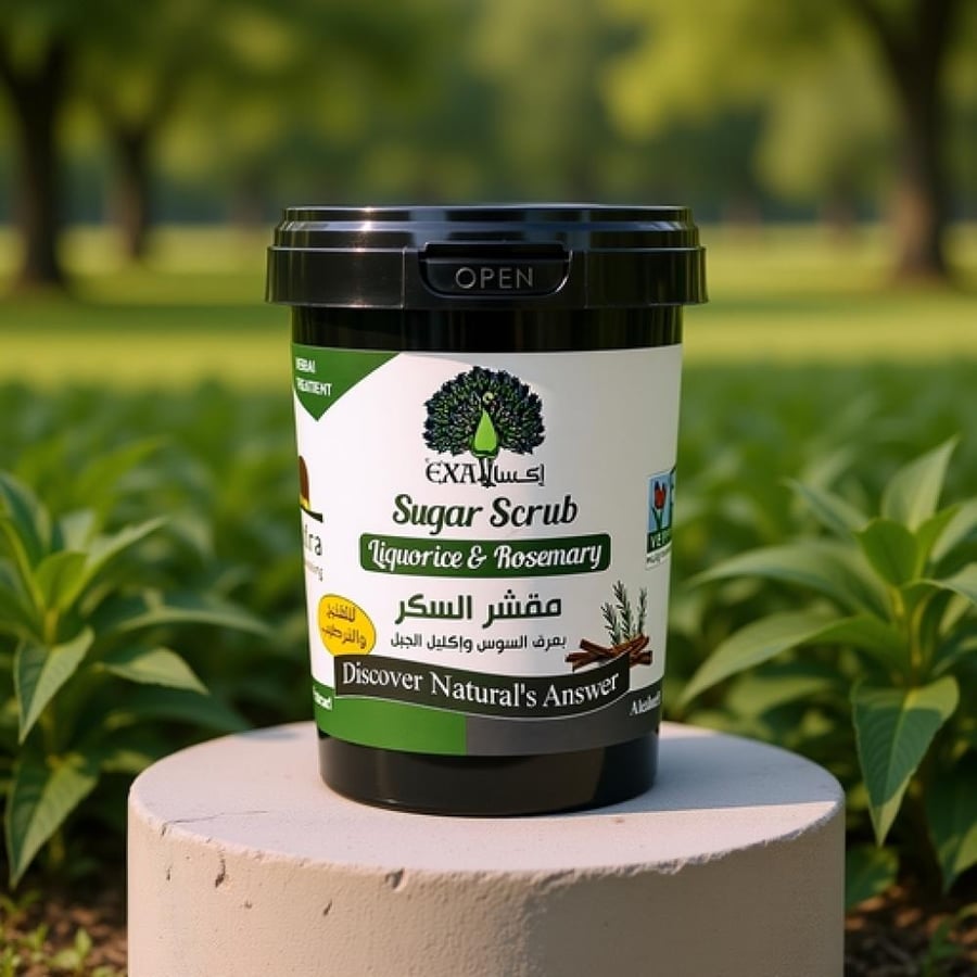مقشر السكر من اكسا بعرق السوس وإكليل الجبل 600 جم