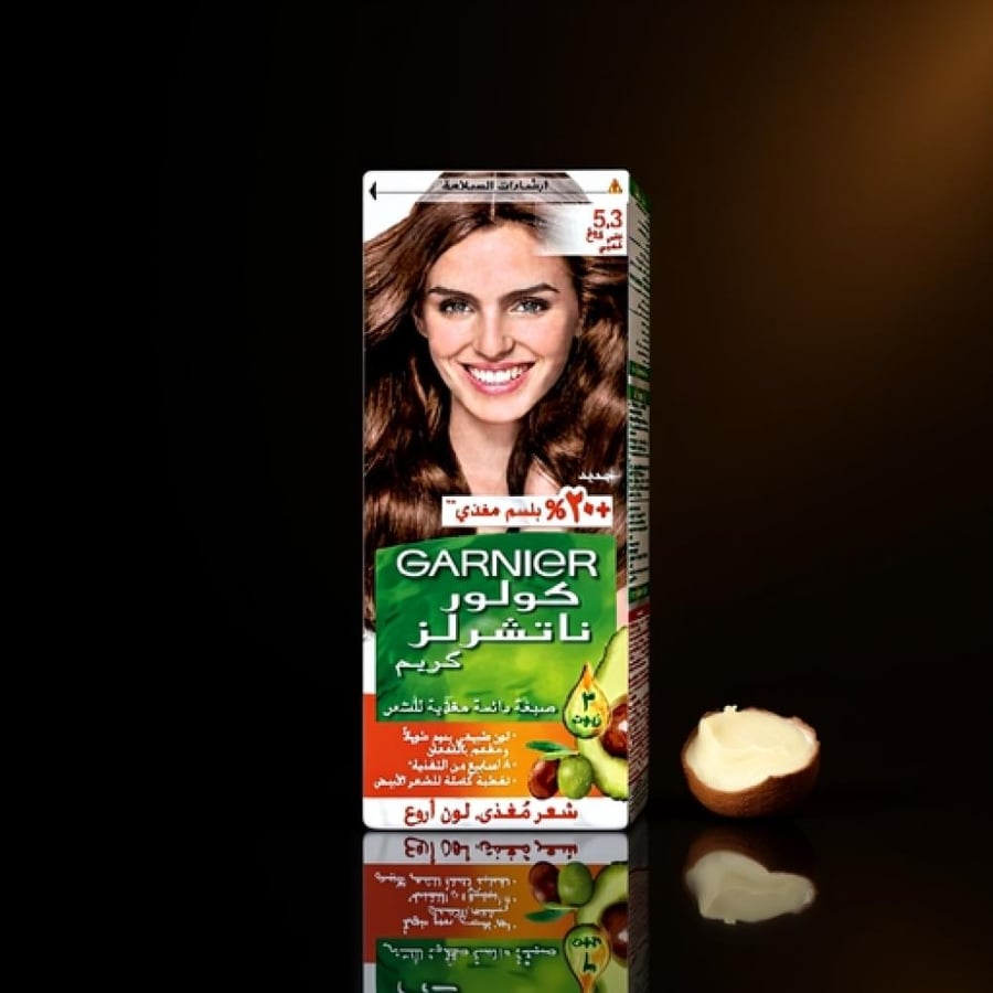 غارنييه كولور ناتشرلز صبغة شعر كريمي بلون بني فاتح ذهبي رقم 5.3