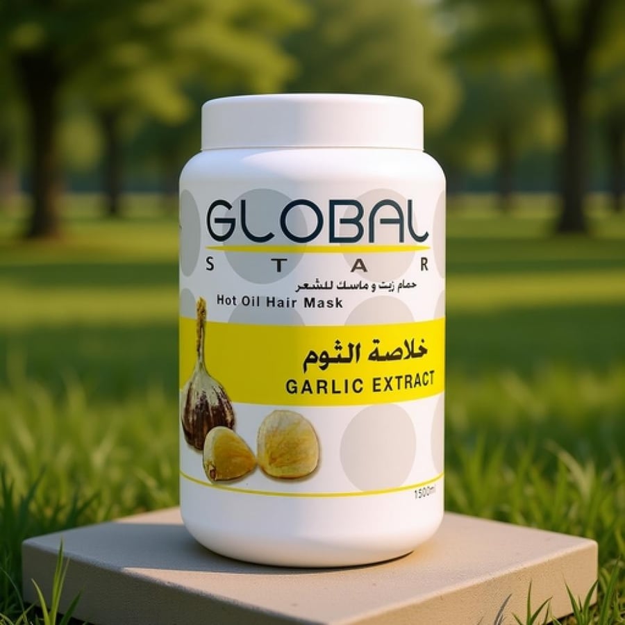 جلوبال ستار حمام زيت وماسك للشعر بخلاصة الثوم 1000 مل