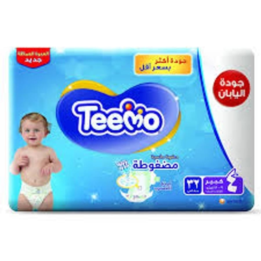 حفاضات أطفال تيمو المضغوطة مقاس 4 كبير (32 حبة)
