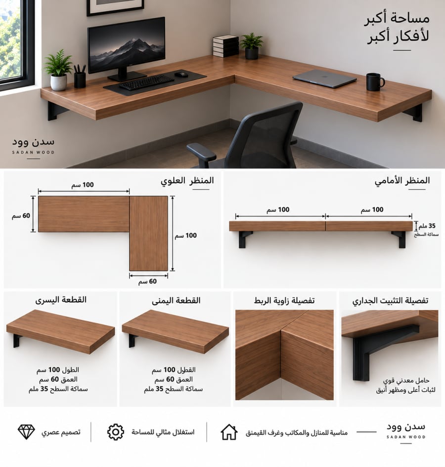 طاولة قيمنق حرف L معلقه