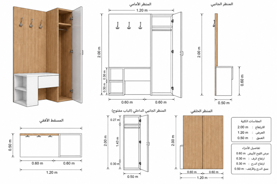 دولاب عبايات مودرن مع مرايه