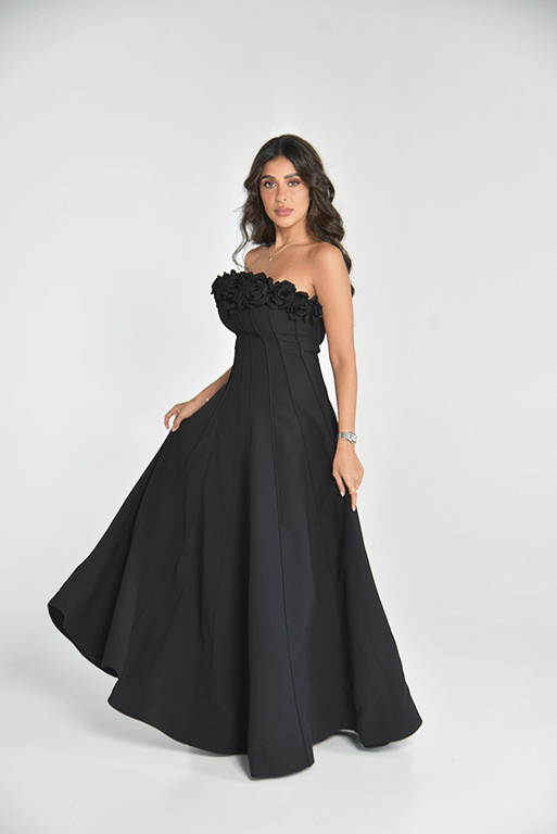 فستان سهرة أسود ( Strapless )