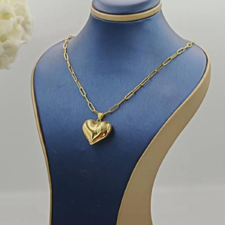 Luxury Heart Paper Clip necklace 18k Gold