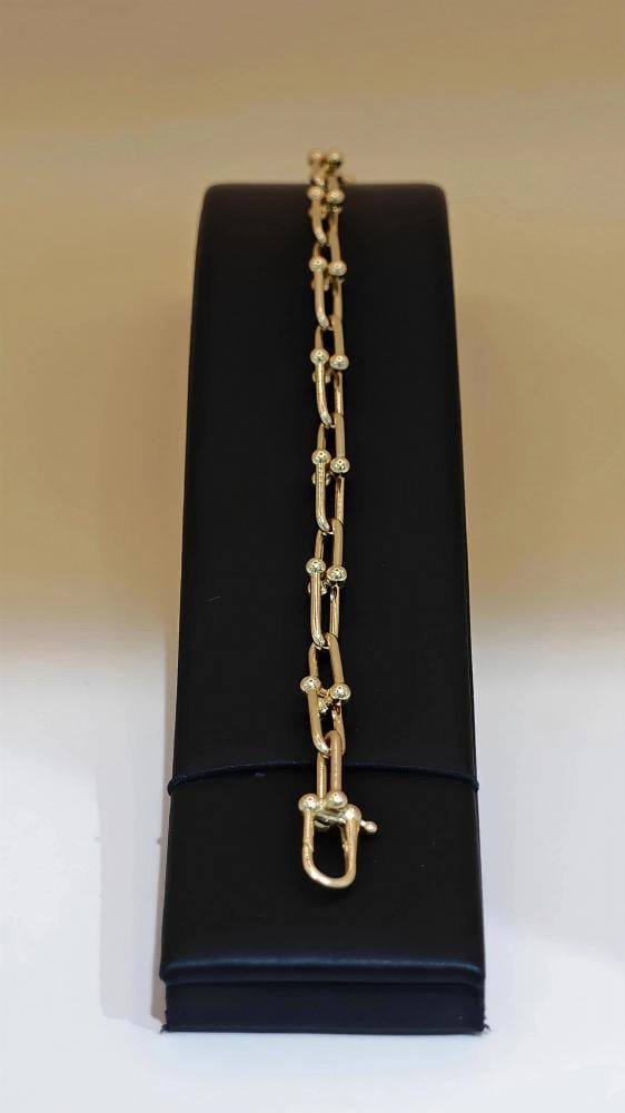اسوارة ذهب عيار 18 مميزة تصميم بيبر كليب 6.10جم - 18K Bracelet Distinctive Paperclip Design 6.10g