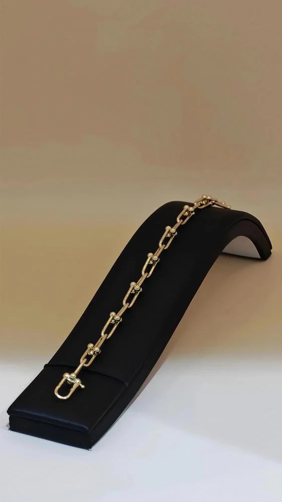 اسوارة ذهب عيار 18 مميزة تصميم بيبر كليب 6.10جم - 18K Bracelet Distinctive Paperclip Design 6.10g