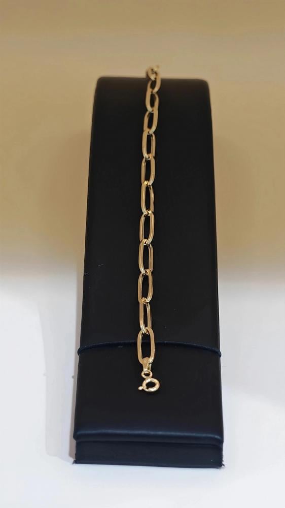 اسوارة ذهب عيار 18 فاخرة تصميم بيبر كليب 6.10جم - 18K Bracelet Luxury Paperclip Design 6.10g