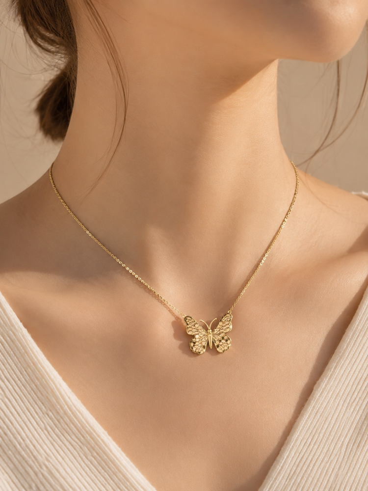 عقد الفراشه المميز جميل وانيق ذهب عيار 21 - Necklace 21k