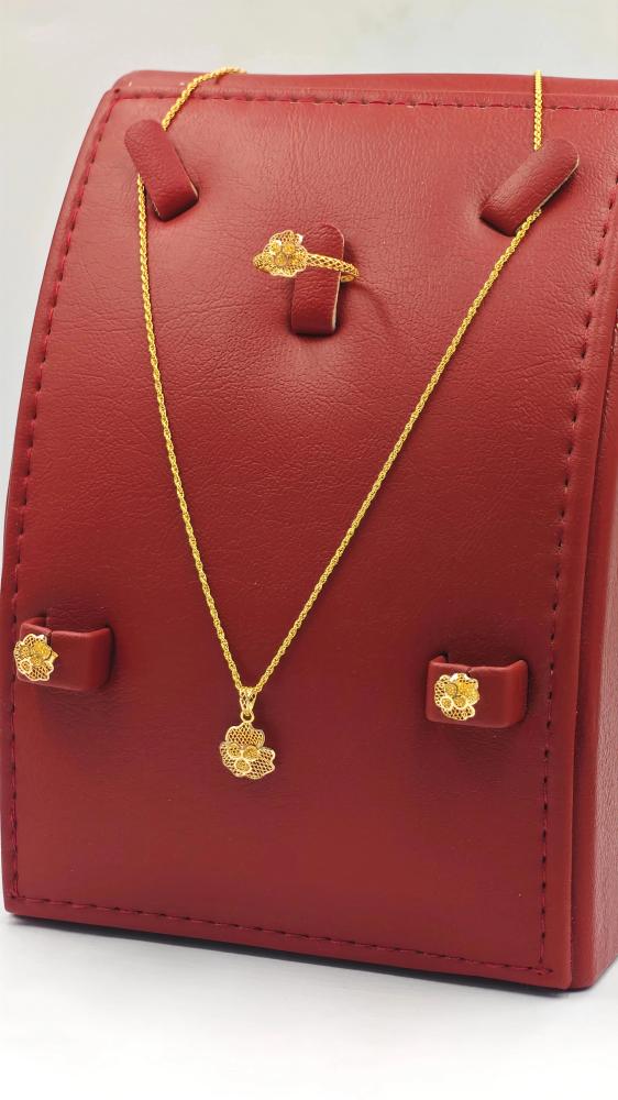 21k Set flower shape -  طقم ذهب عيار 21 شكل وردة